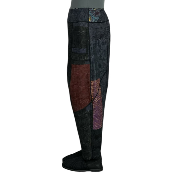 SILK JACQUARD PANELED LANTERN PANTS - MEDIUM