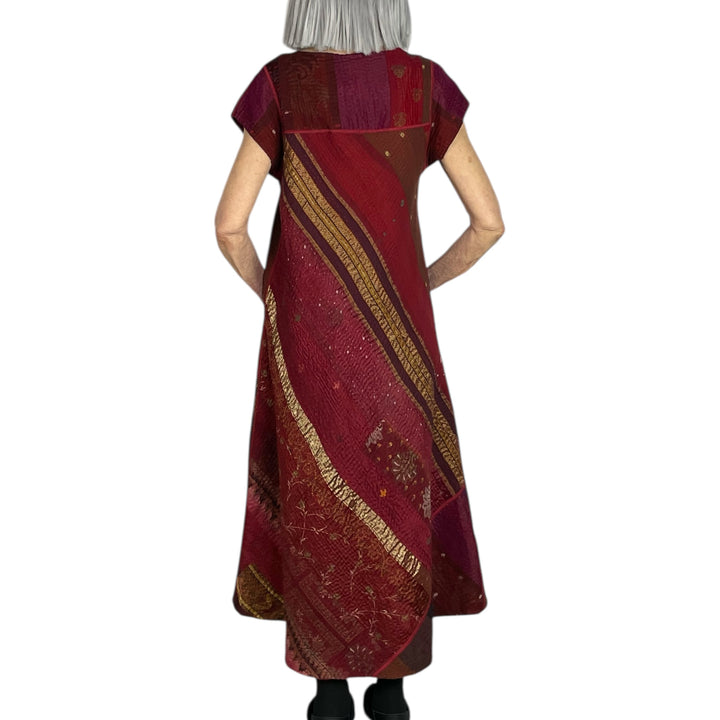JEWEL WOVEN CAP SLEEVE DRESS