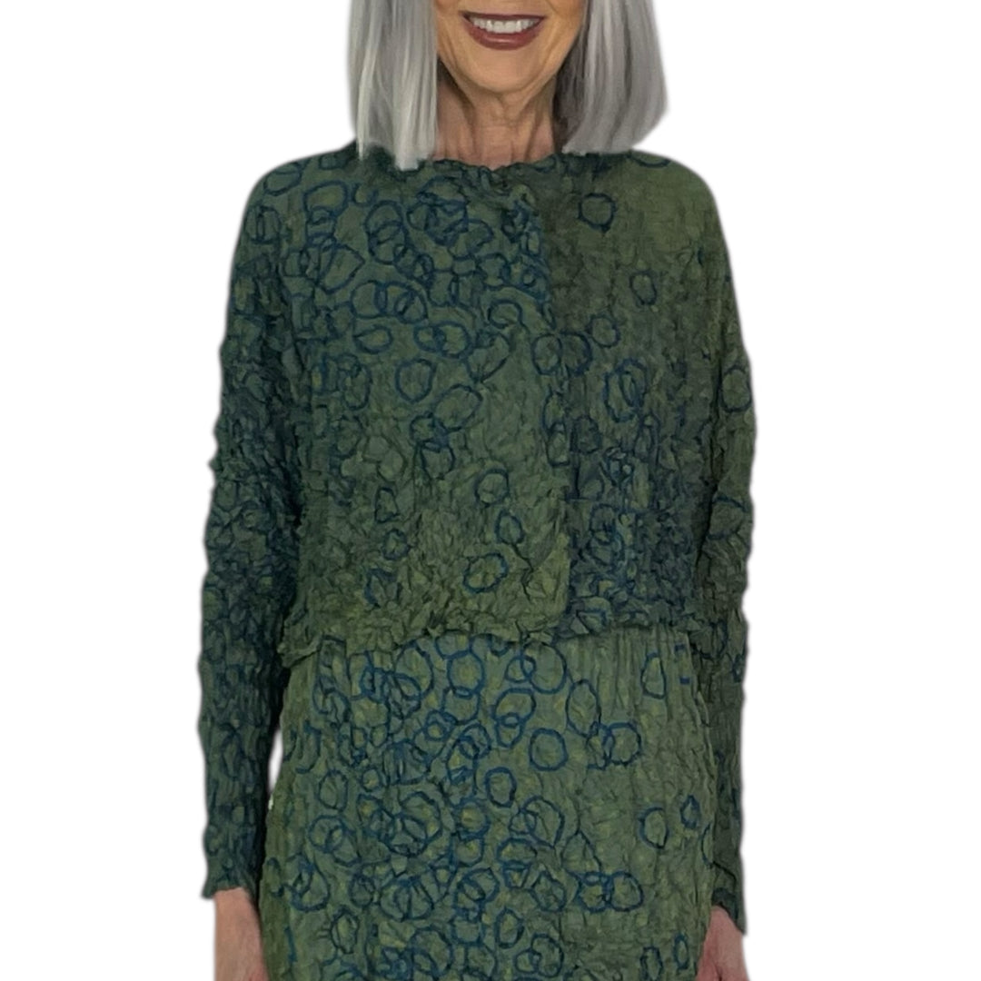 SHIBORI CRUSH PLEAT CROP SHIRT