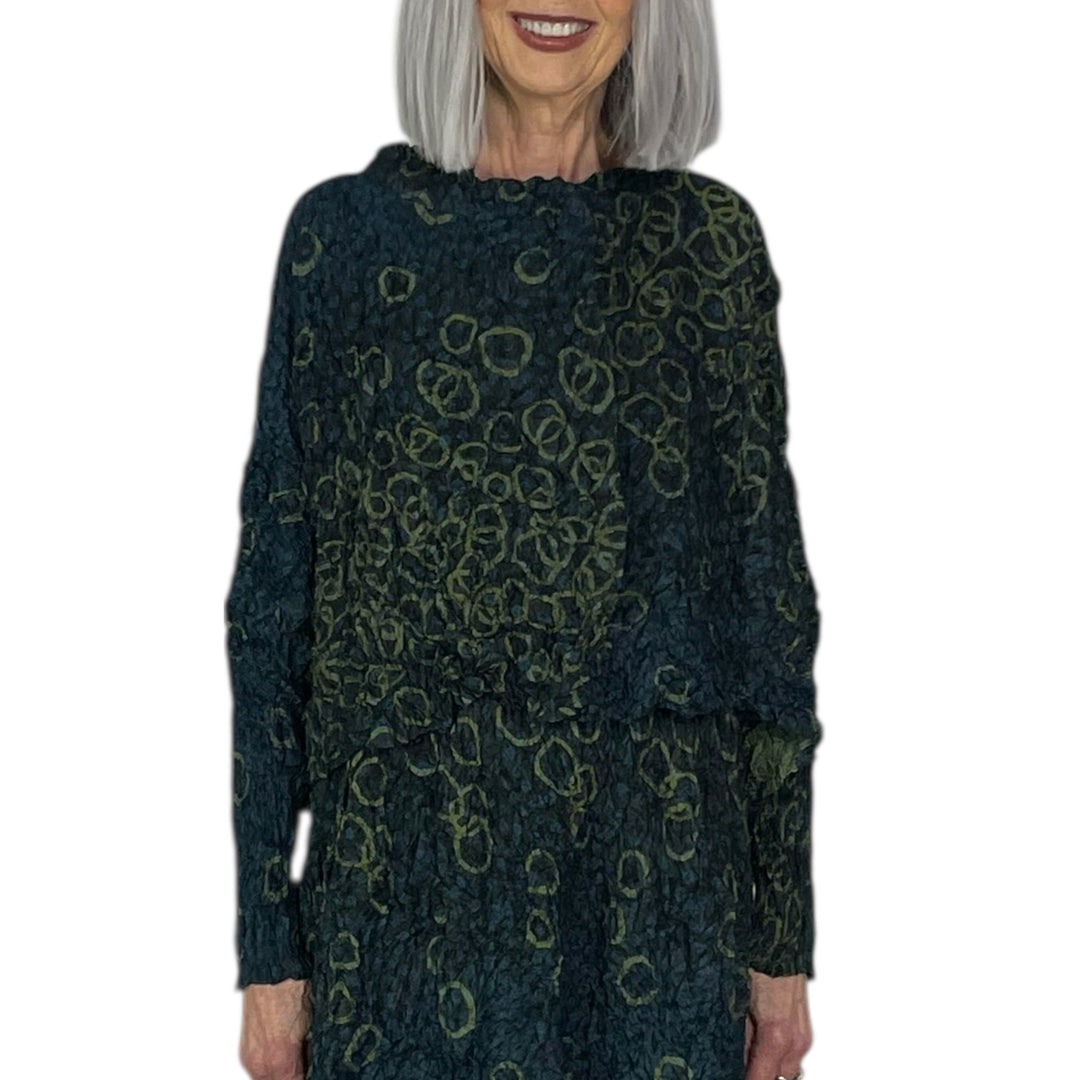 SHIBORI CRUSH PLEAT CROP SHIRT