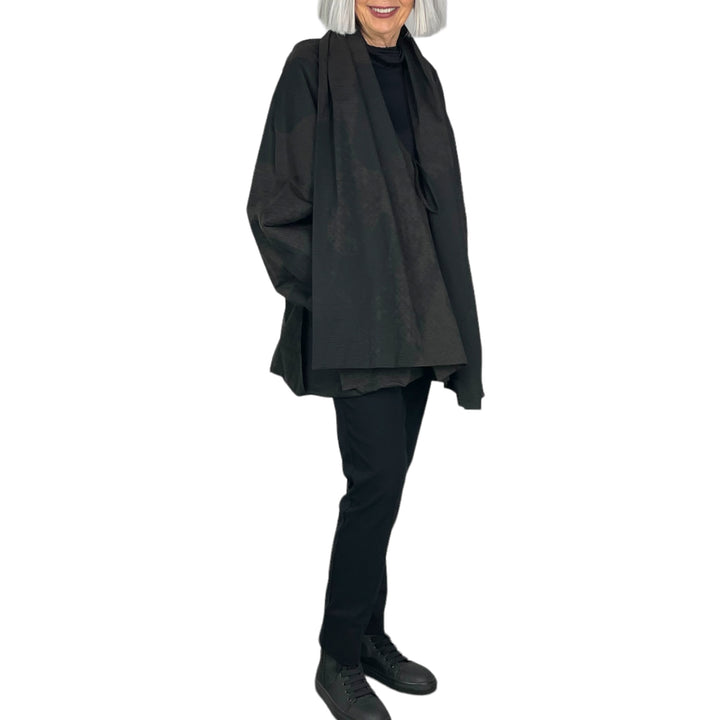 PRINTED SHAWL COLLAR MICRO JACKET