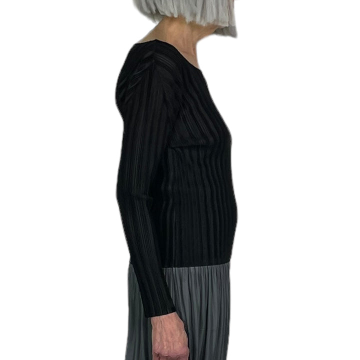 RIB PLEATS BASICS CREWNECK TOP