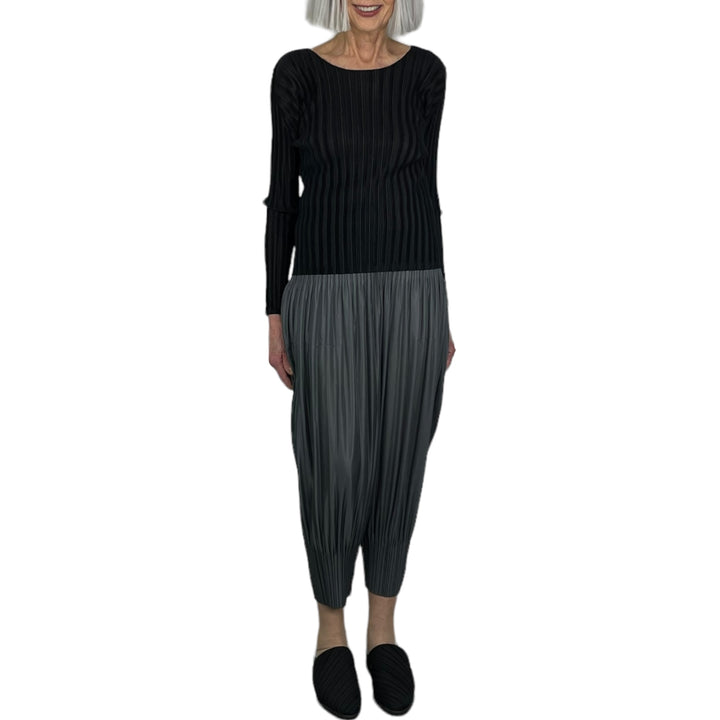 RIB PLEATS BASICS CREWNECK TOP