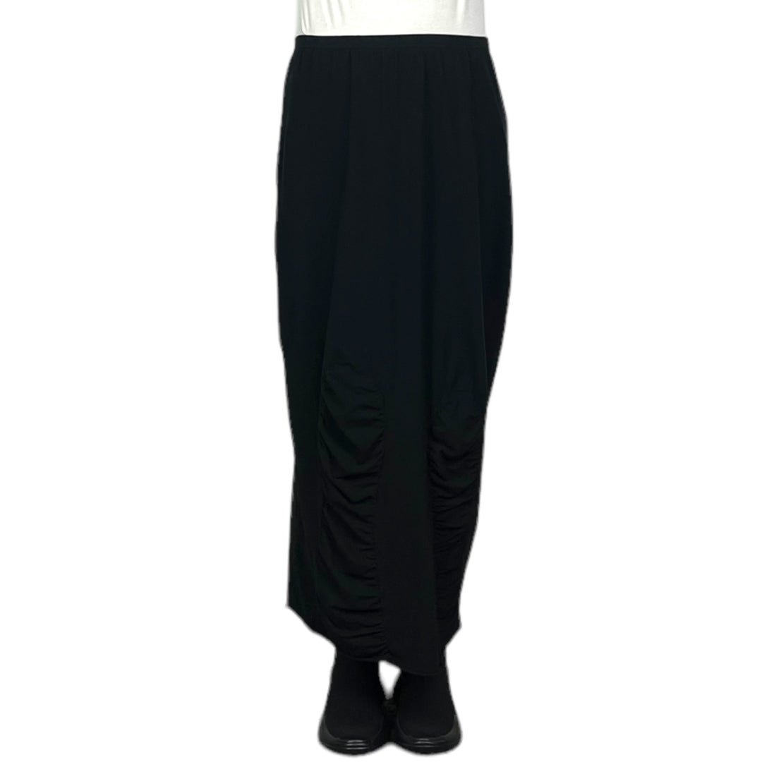 COTTON KNIT SKIRT W/SHIRRED INSETS
