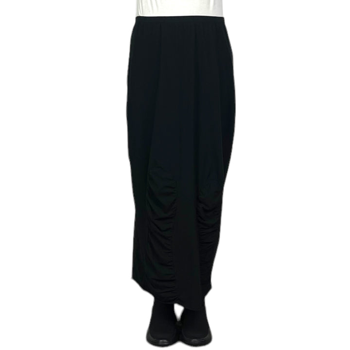 COTTON KNIT SKIRT W/SHIRRED INSETS