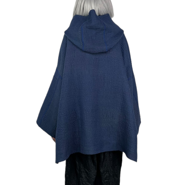 QUILTED HOODIE PONCHO JACKET