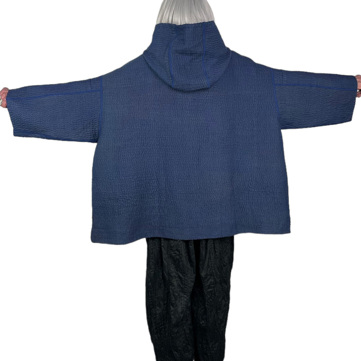 QUILTED HOODIE PONCHO JACKET