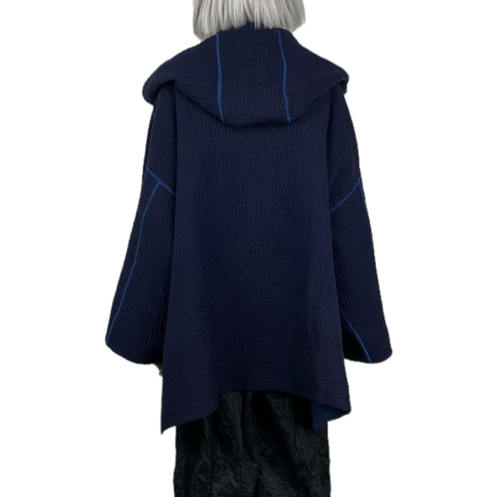 QUILTED HOODIE PONCHO JACKET