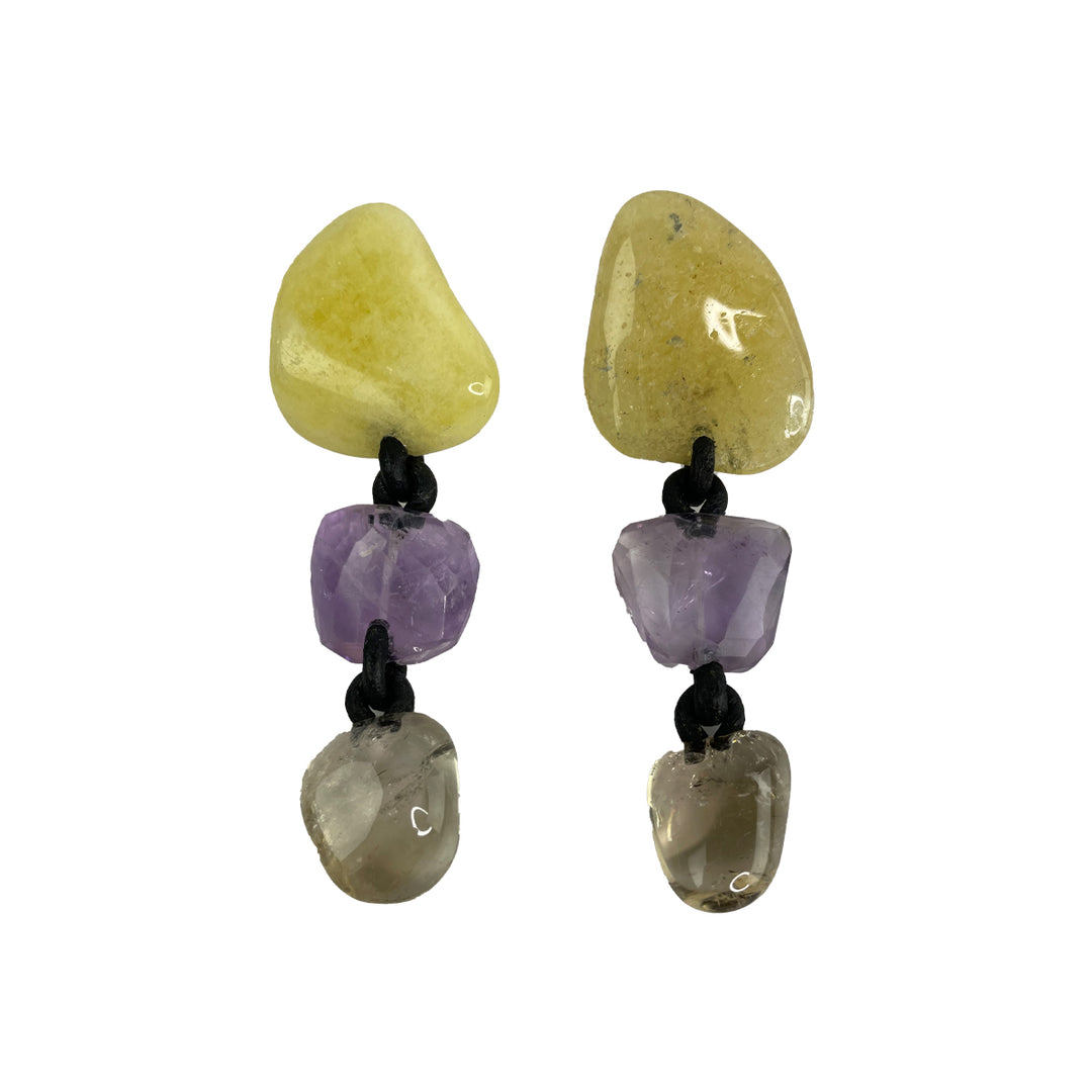 TRIPLE STONE DROP EARRING