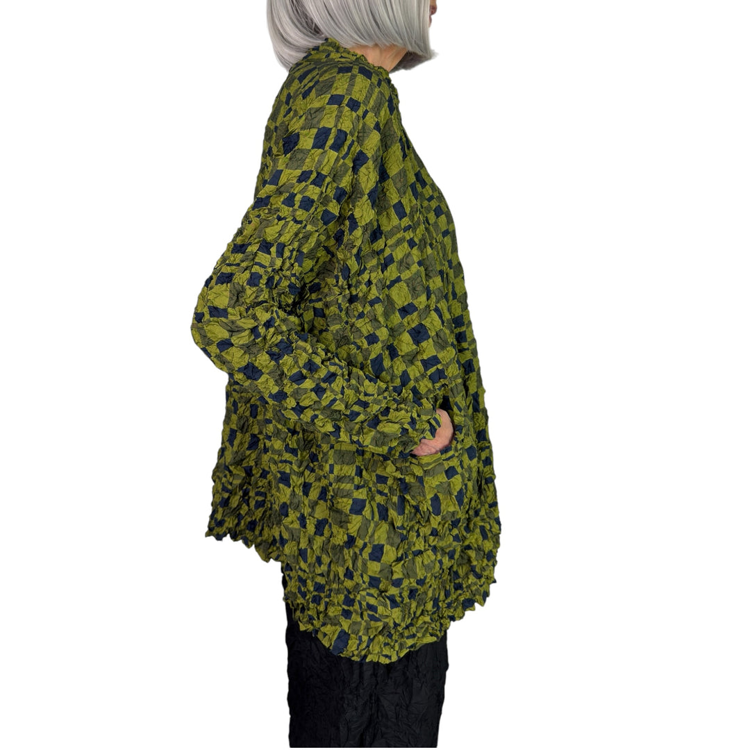 PRINTED CRINKLE PLEAT TUNIC TOP