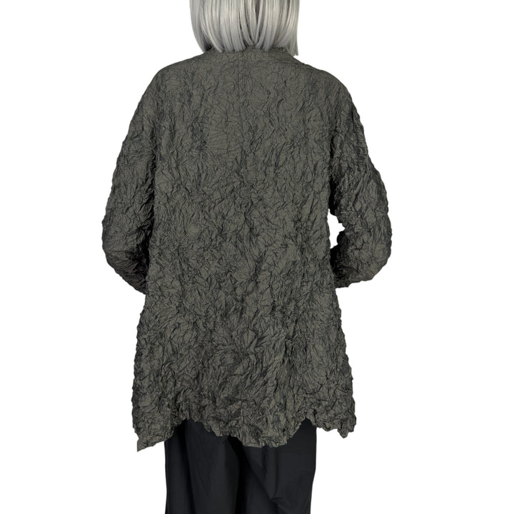 CRINKLE PLEAT 3-BUTTON LONG JACKET