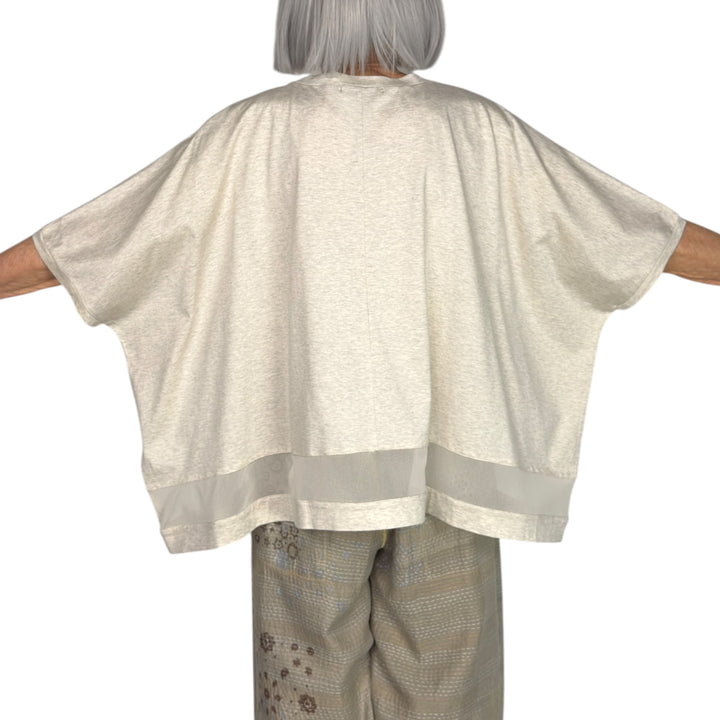 WIDE TEE W/TULLE INSET