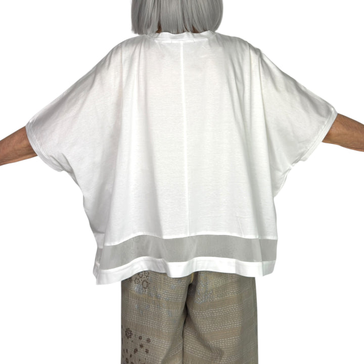 WIDE TEE W/TULLE INSET