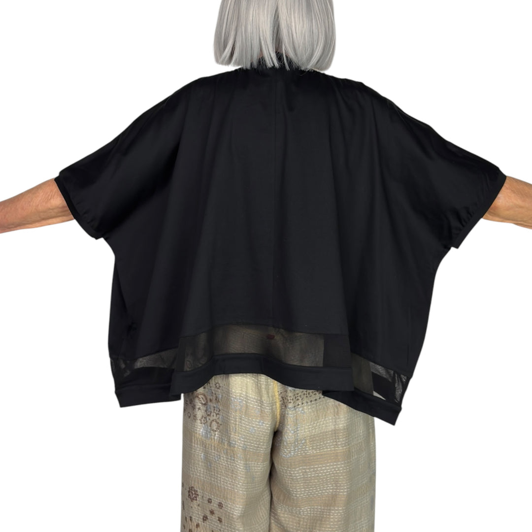 WIDE TEE W/TULLE INSET