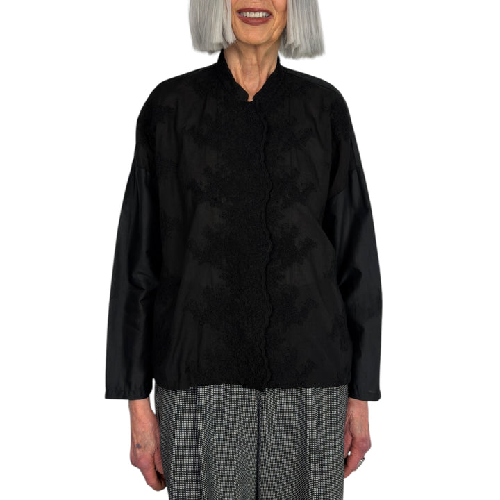 LACE STAND COLLAR SHIRT