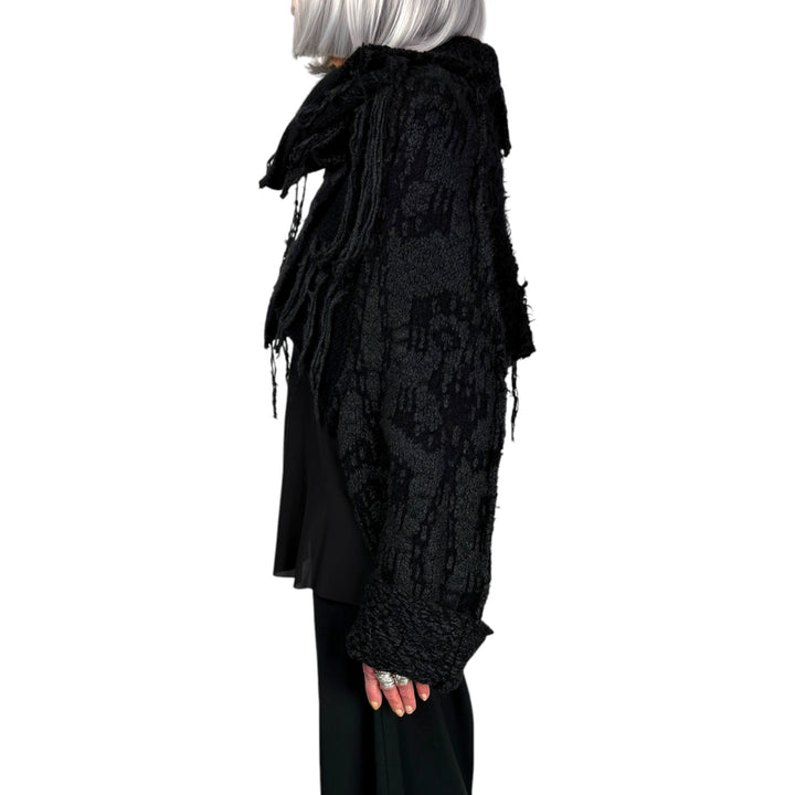 PATCHWORK KNIT CROP SWEATER