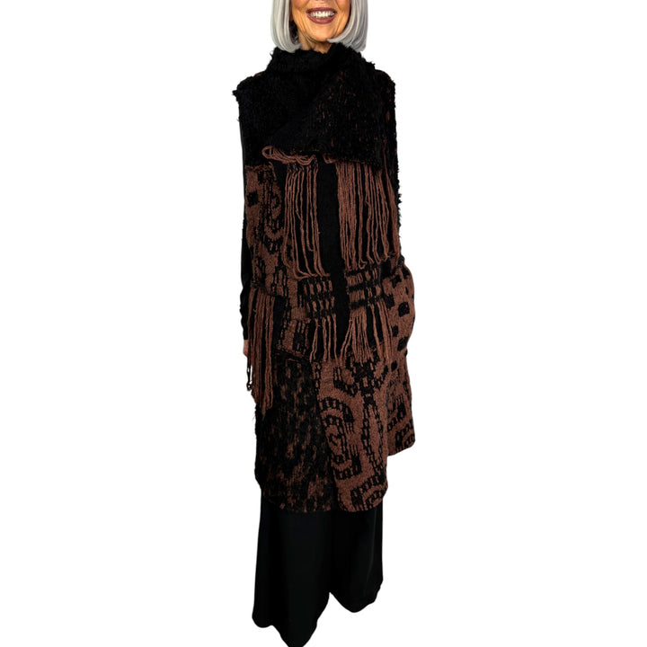 PATCHWORK KNIT LONG VEST