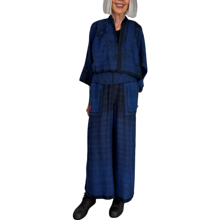 TWILIGHT PRINT MID RISE WIDE LEG PANT