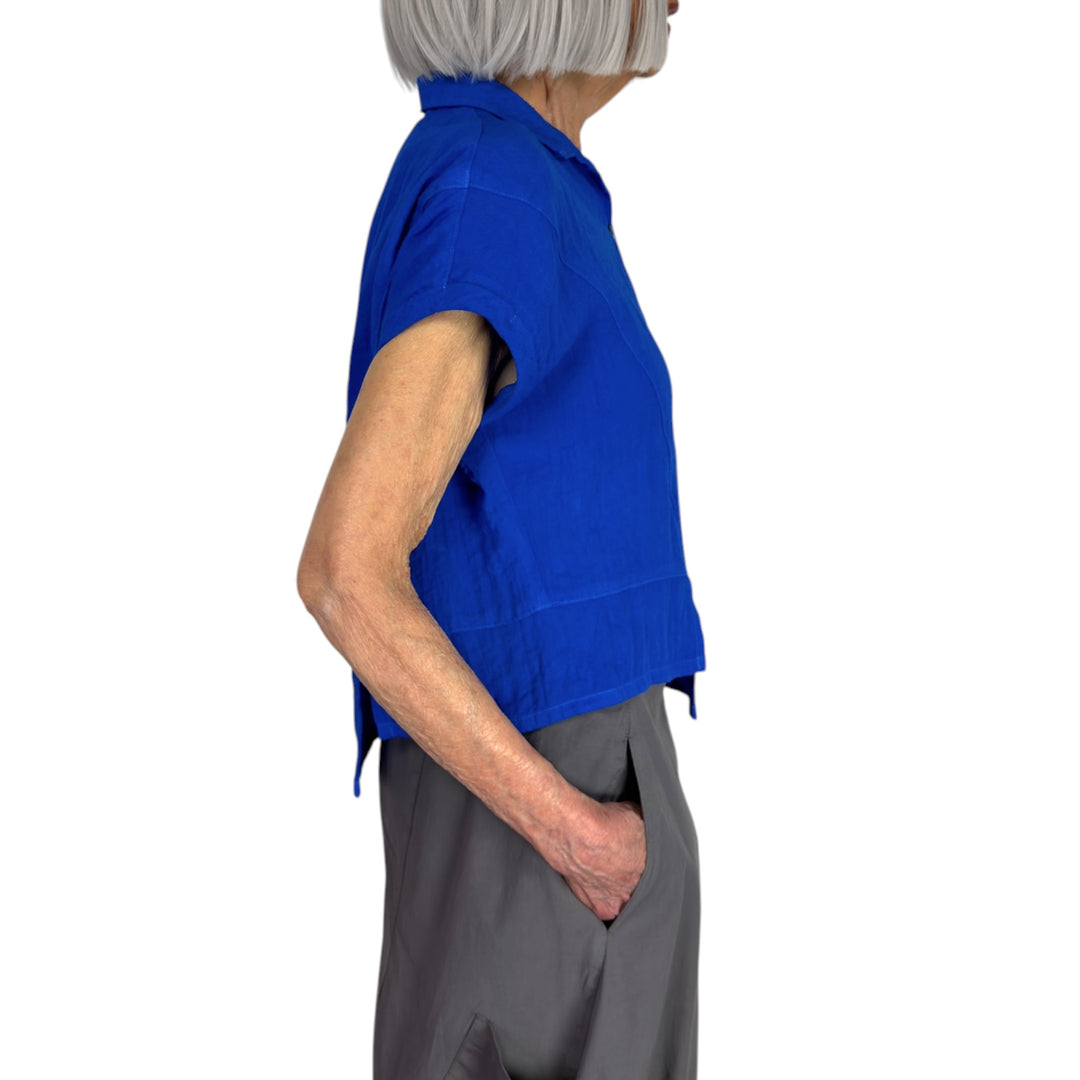 TRAVEL CRINKLE HALF PLACKET SHIRT