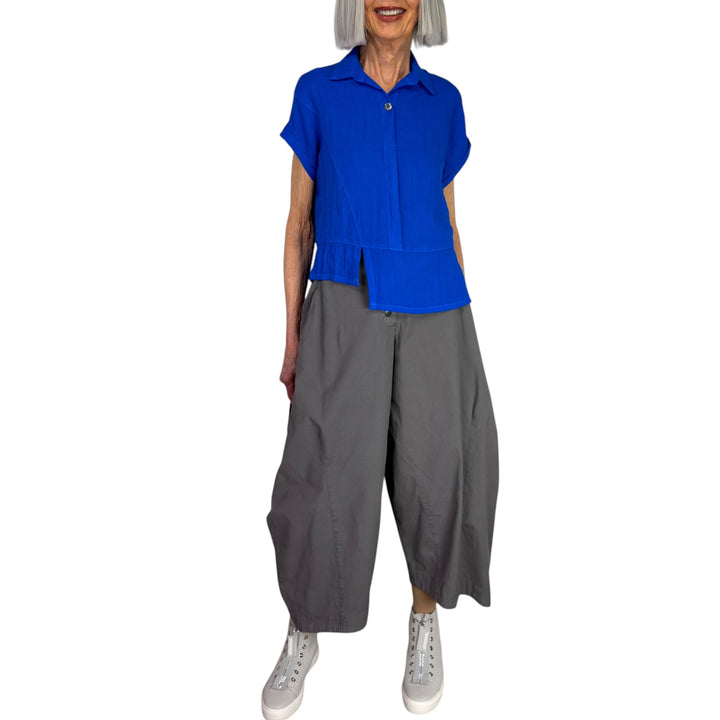 TRAVEL CRINKLE HALF PLACKET SHIRT