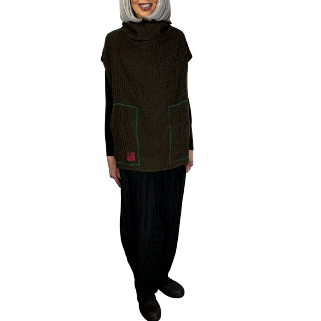 WAFFLE FUNNEL NECK VEST