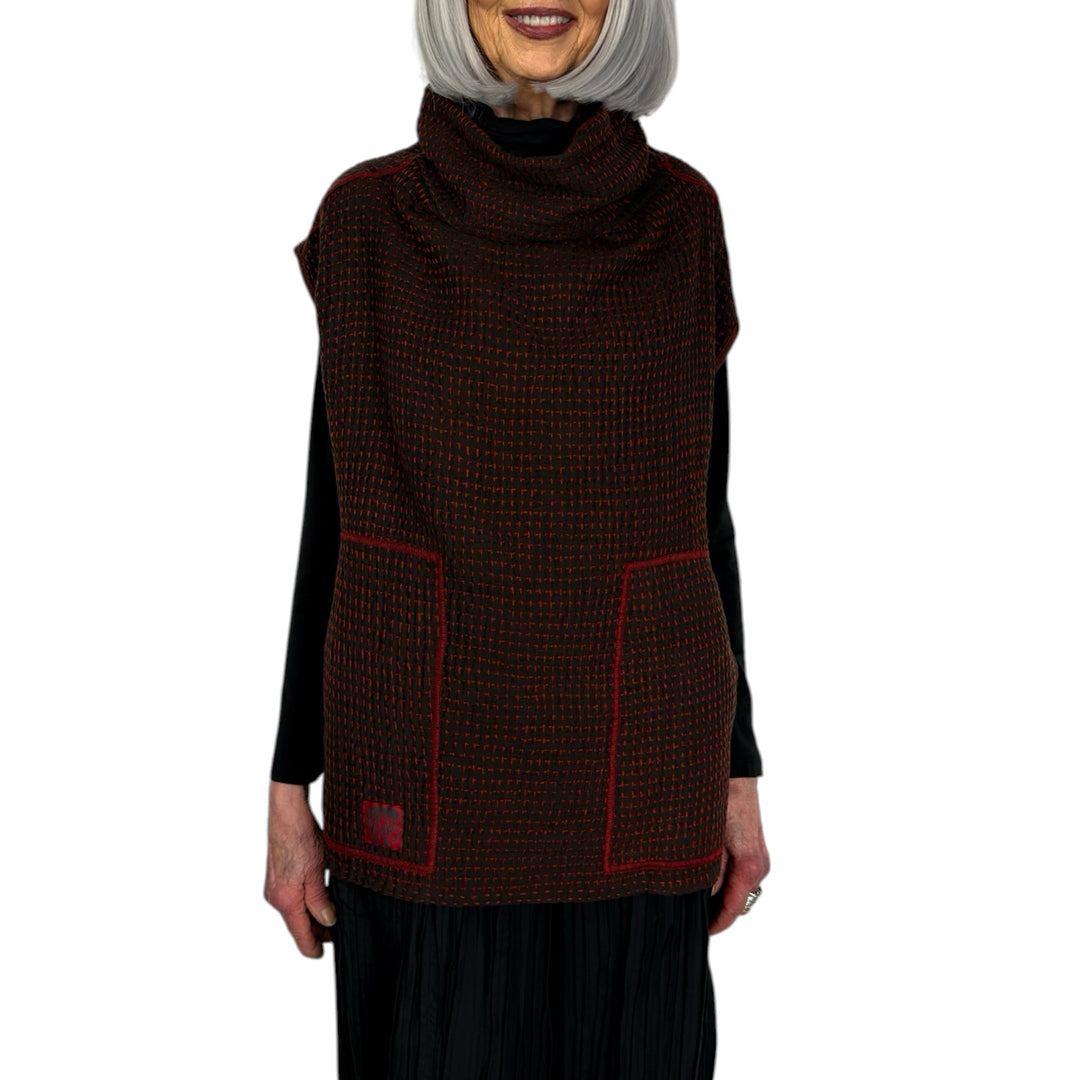 WAFFLE FUNNEL NECK VEST