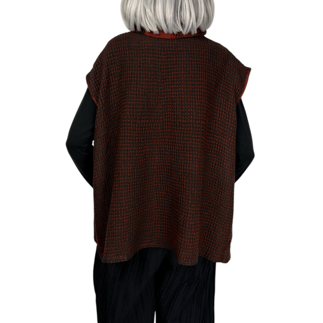 WAFFLE FUNNEL NECK VEST