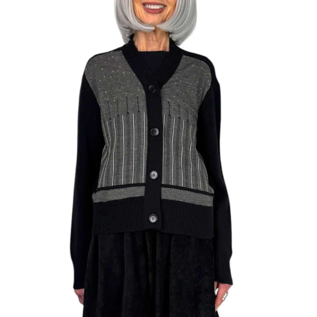HERRINGBONE V-NECK CARDIGAN