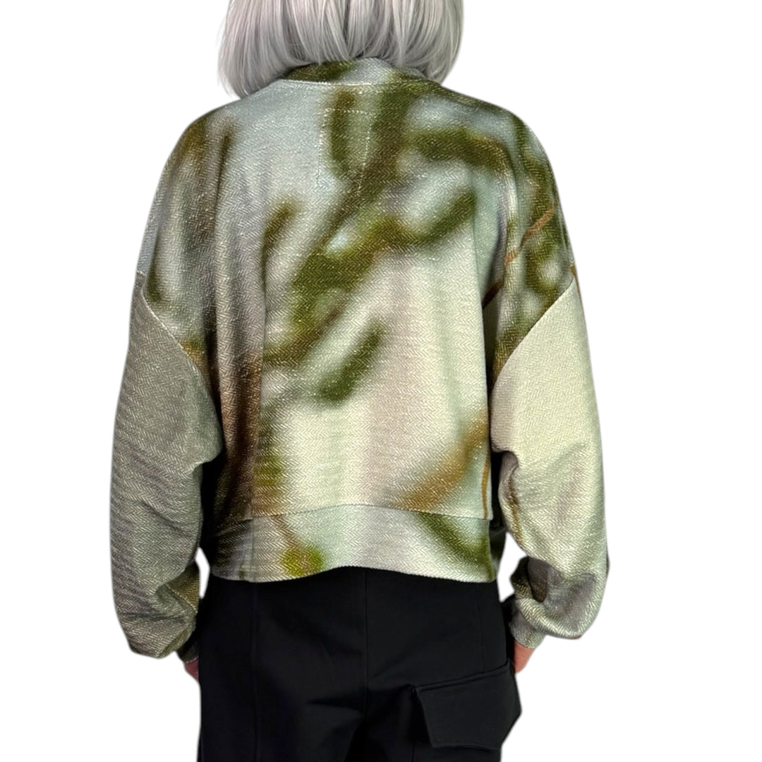 BIRD PRINT CROP SWEATSHIRT