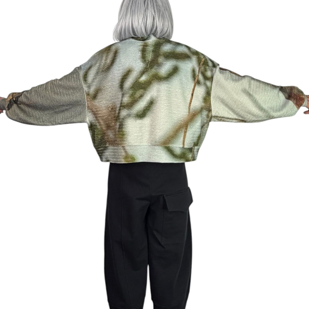 BIRD PRINT CROP SWEATSHIRT