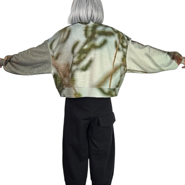BIRD PRINT CROP SWEATSHIRT