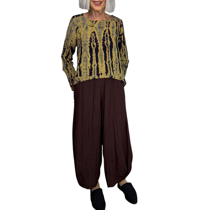 TRAVEL CRINKLE TUCKED HEM PANT