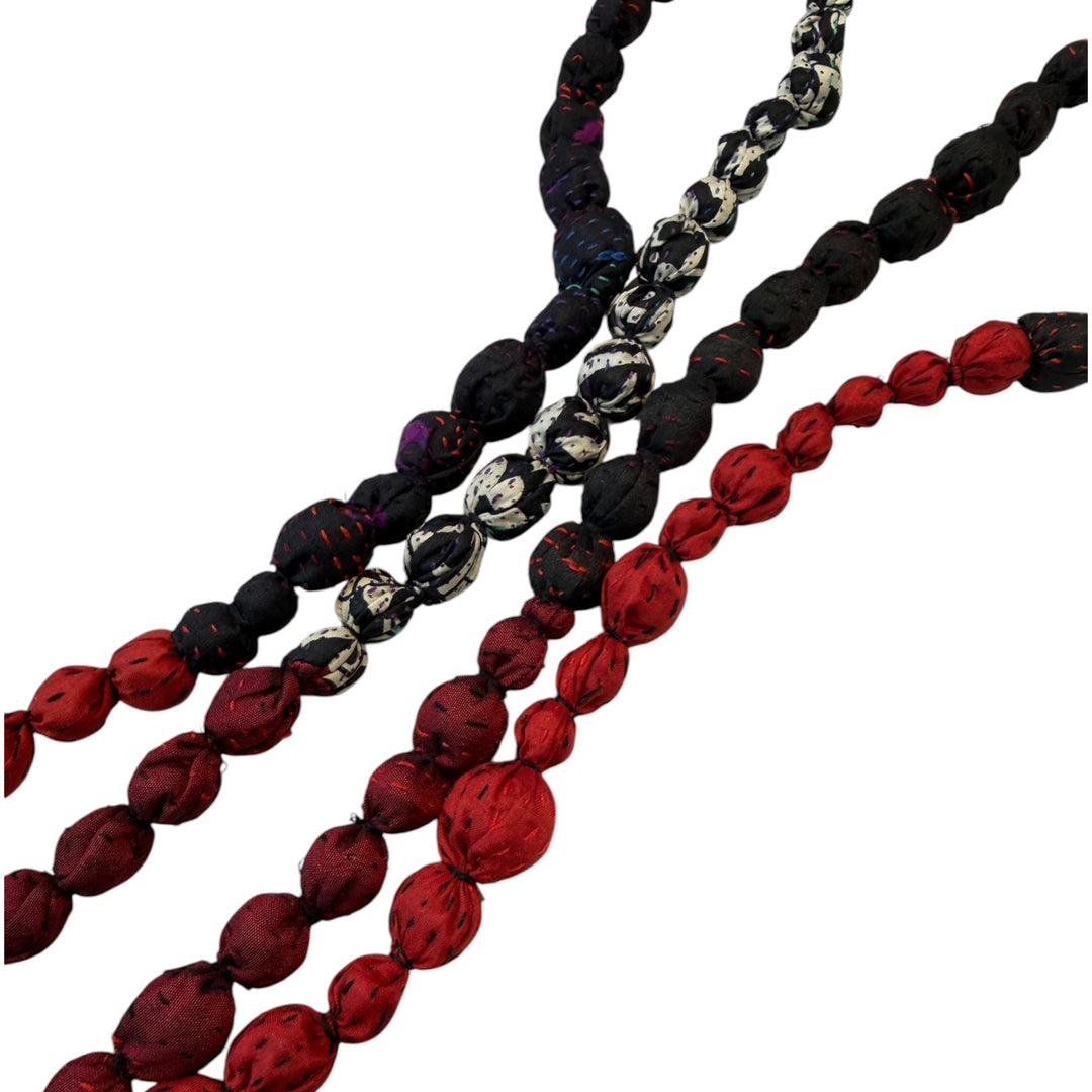 VINTAGE SILK TIE BEADS LONG NECKLACE