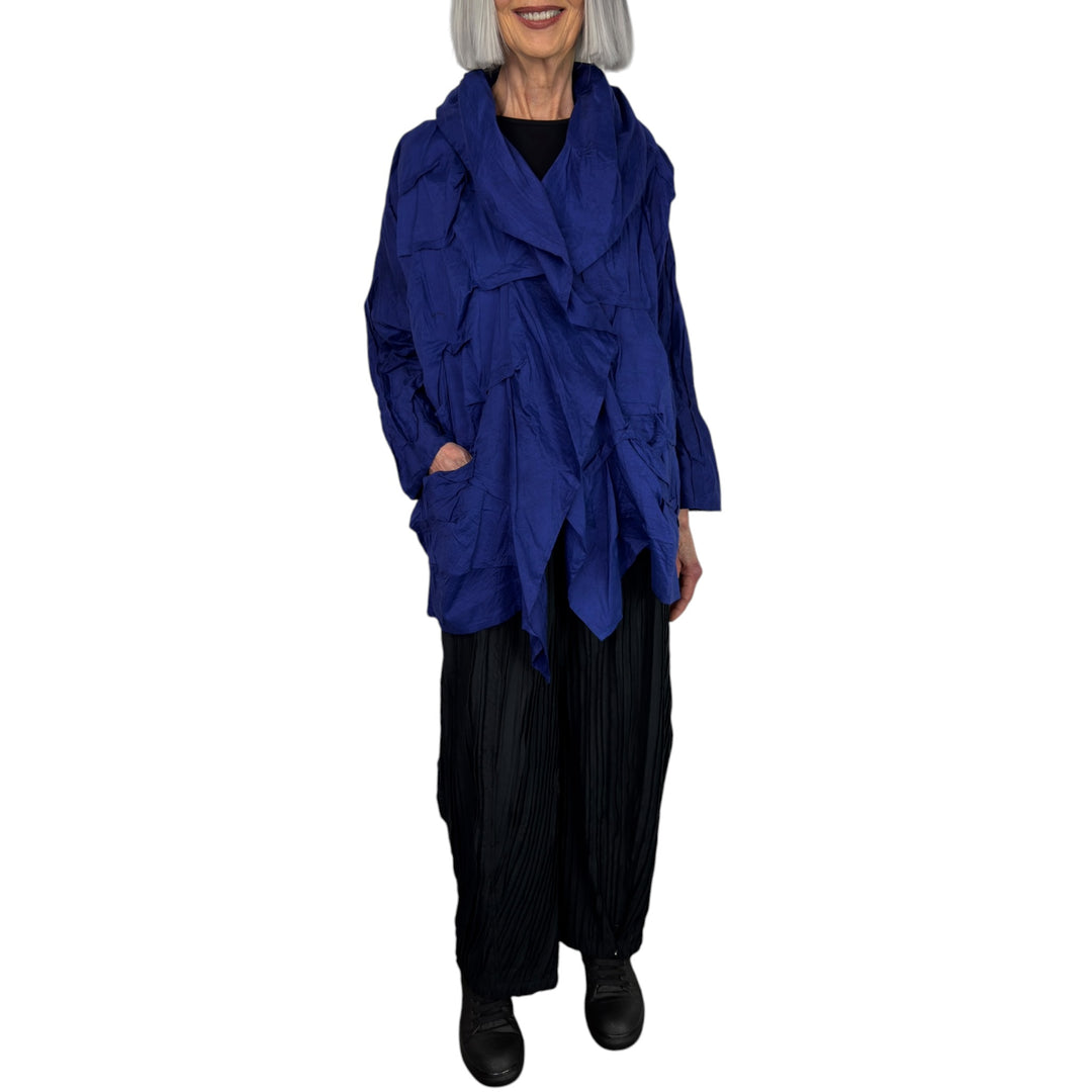 HEAVY VOILE WAVY TUCKED COCOON JACKET