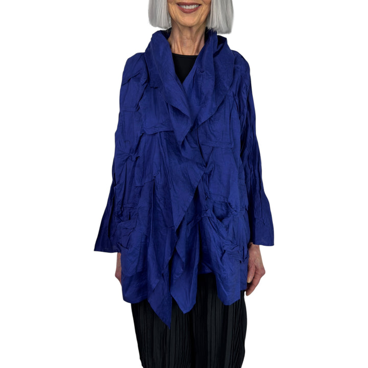 HEAVY VOILE WAVY TUCKED COCOON JACKET