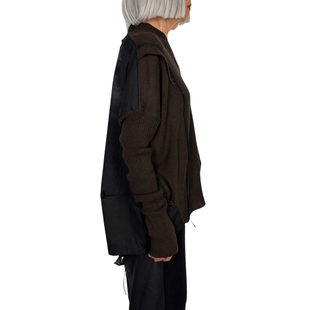 DALI V-NECK SWEATER W/ECO SUEDE BACK
