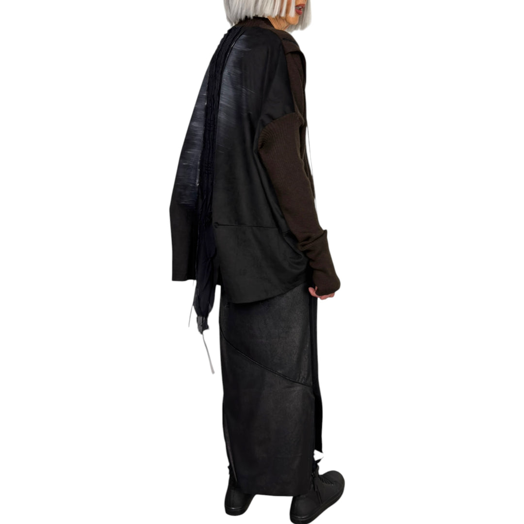 DALI V-NECK SWEATER W/ECO SUEDE BACK