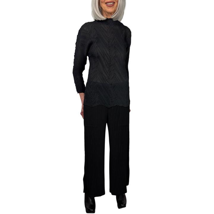 HATCHING BOTTOMS WIDE LEG PANT