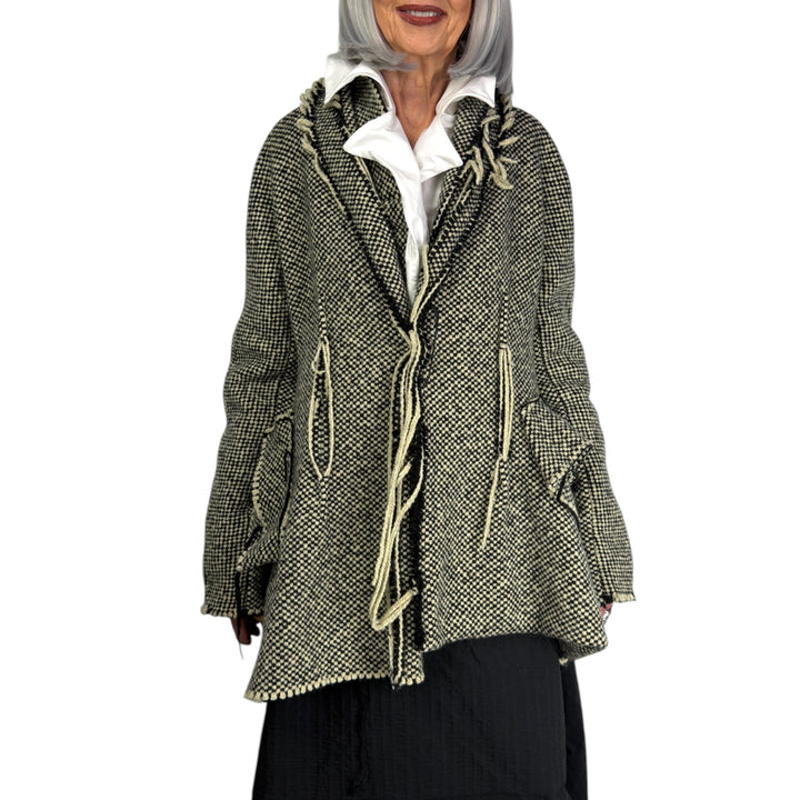 FLARED CHECK TWEED JACKET