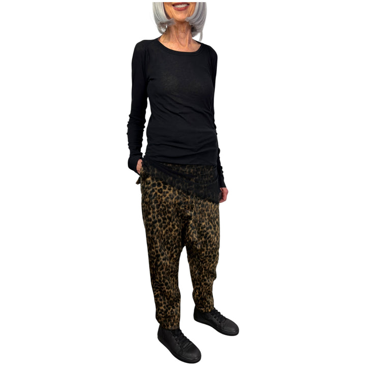 LEOPARD PRINT FAUX FUR TROUSER
