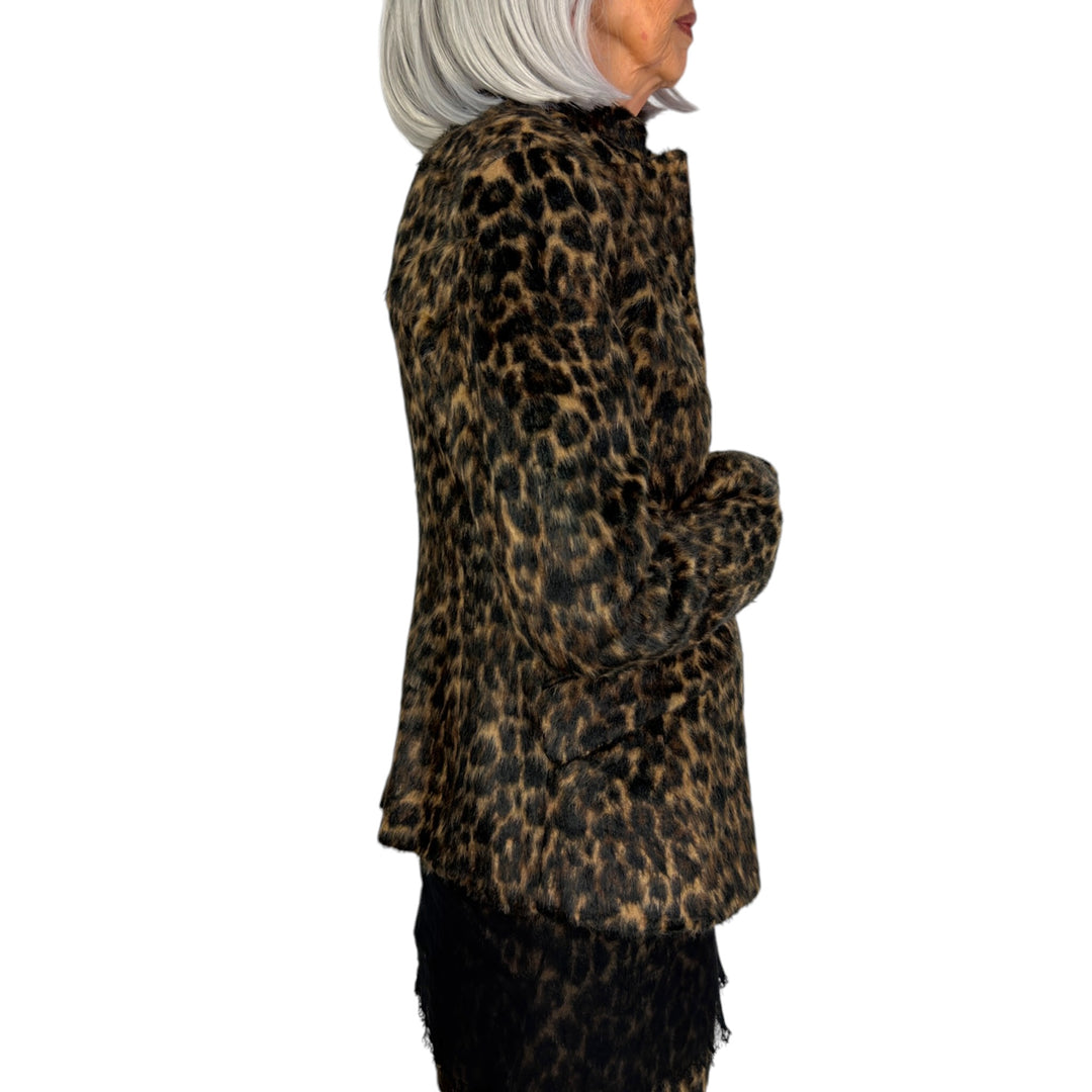 LEOPARD PRINT FAUX FUR JACKET