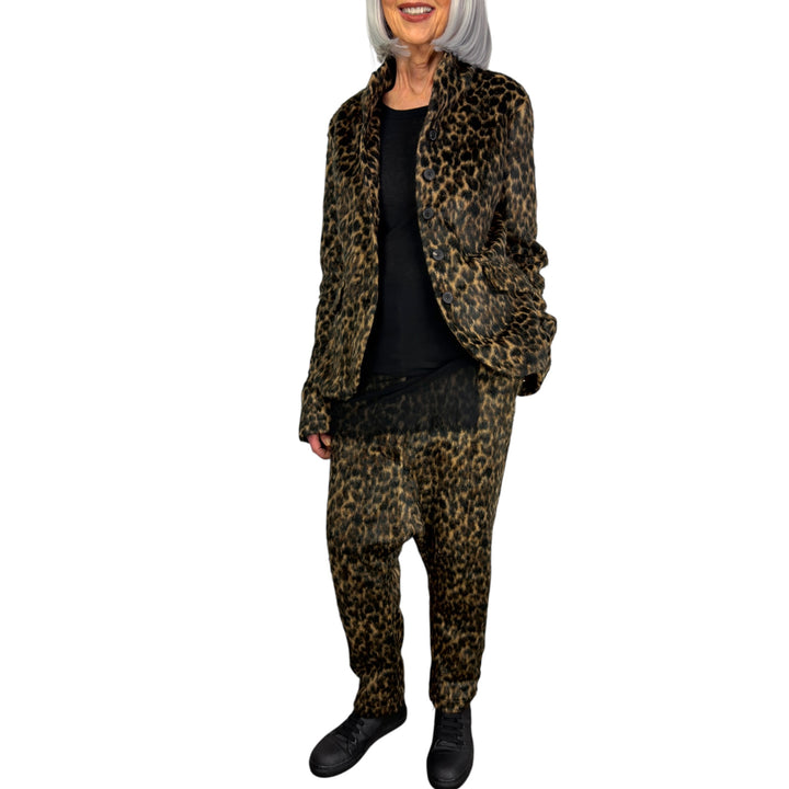 LEOPARD PRINT FAUX FUR TROUSER