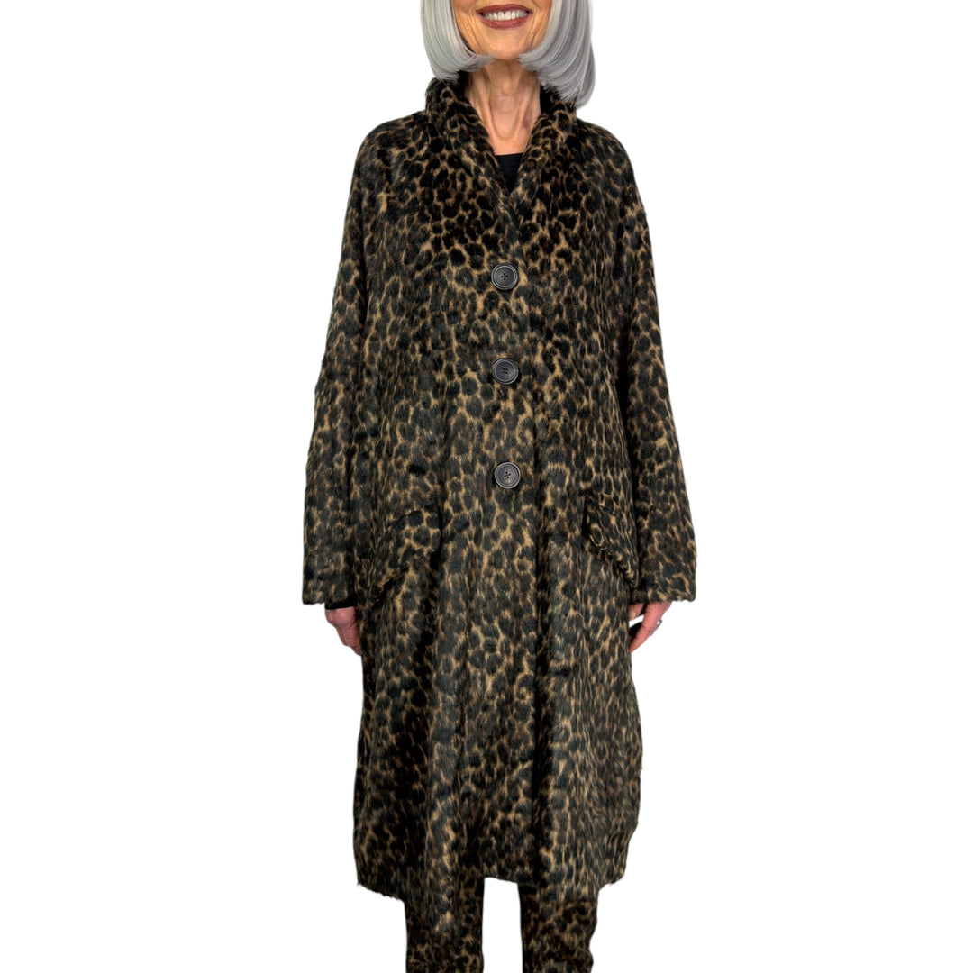 LEOPARD PRINT FAUX FUR COAT