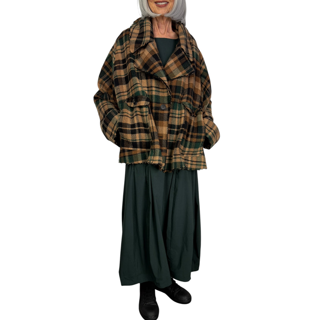 WOOL PLAID BOXY JACKET
