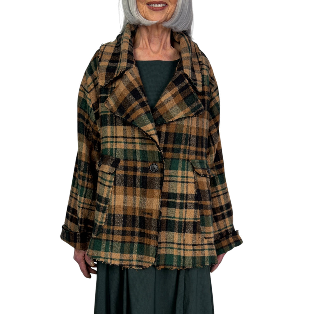 WOOL PLAID BOXY JACKET