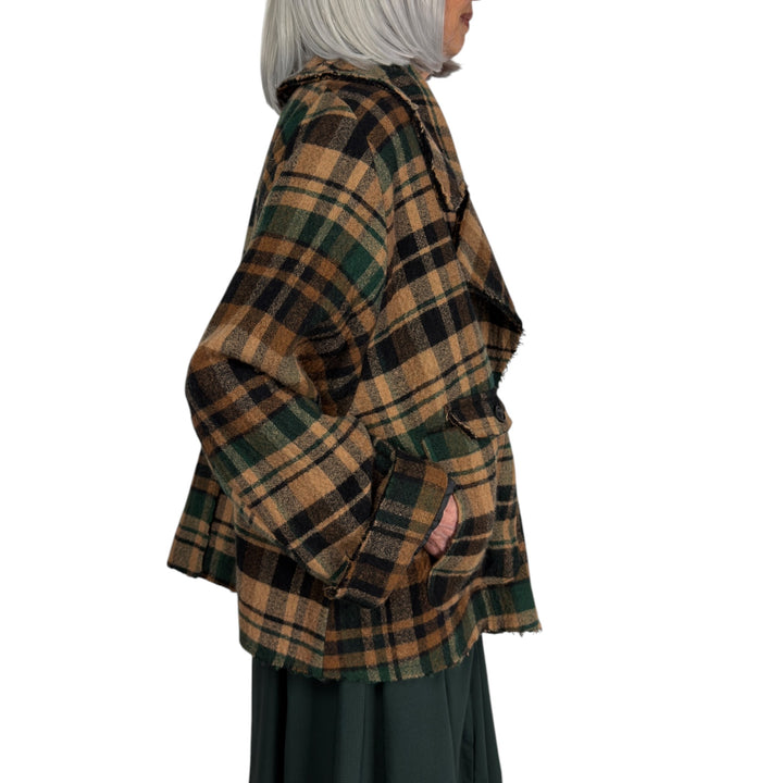 WOOL PLAID BOXY JACKET