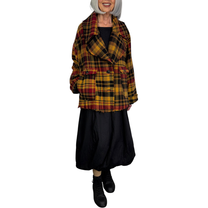 WOOL PLAID BOXY JACKET