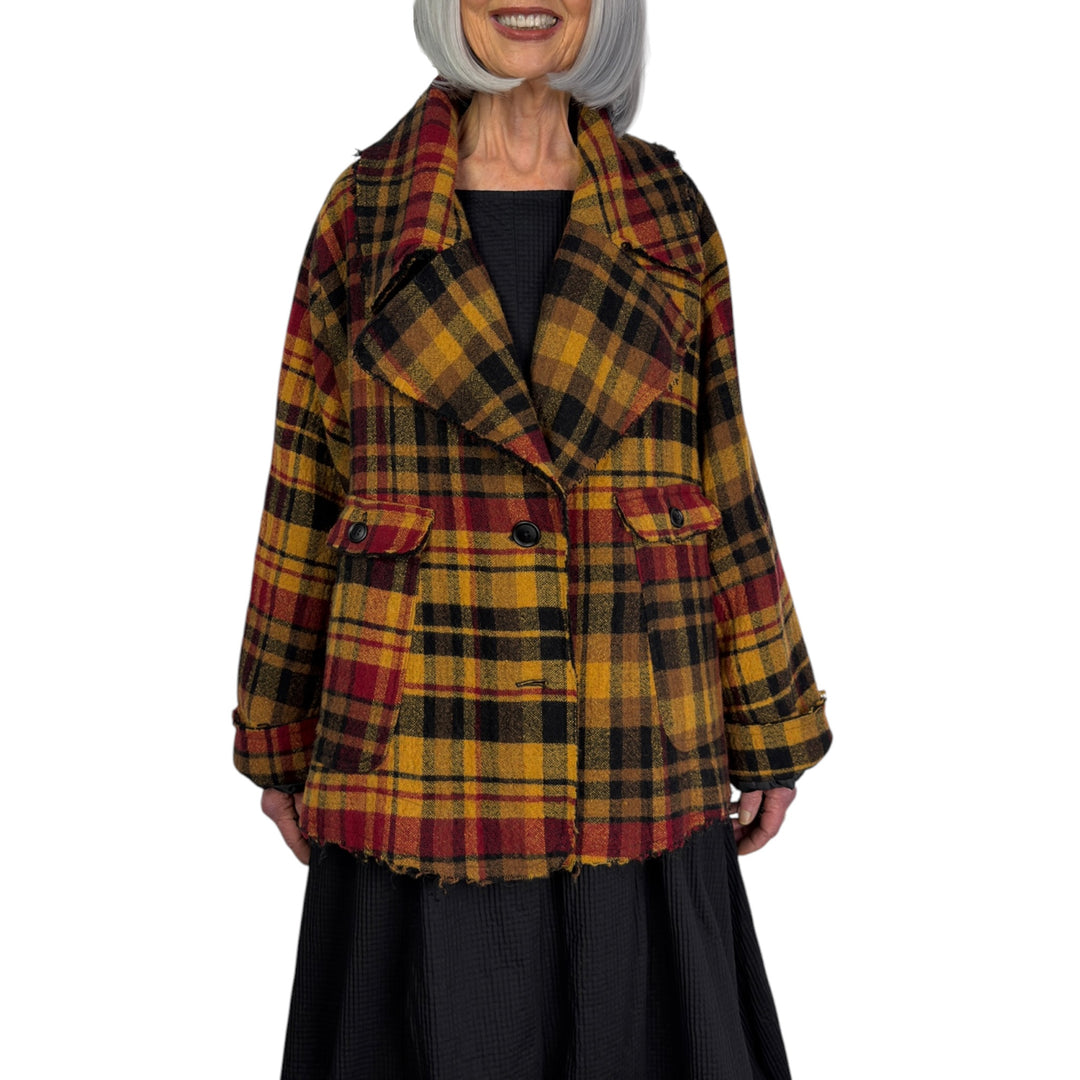 WOOL PLAID BOXY JACKET