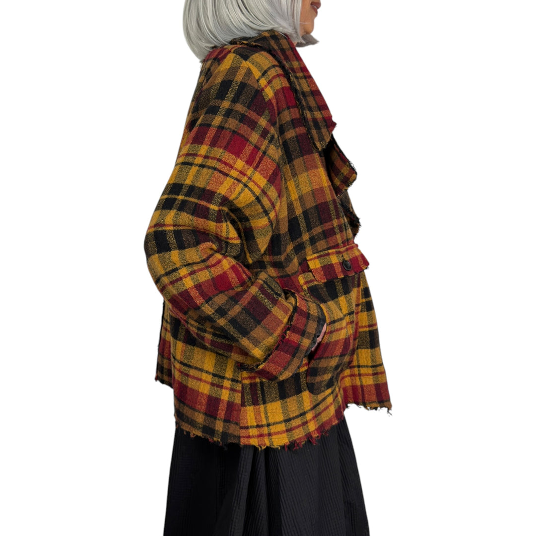 WOOL PLAID BOXY JACKET