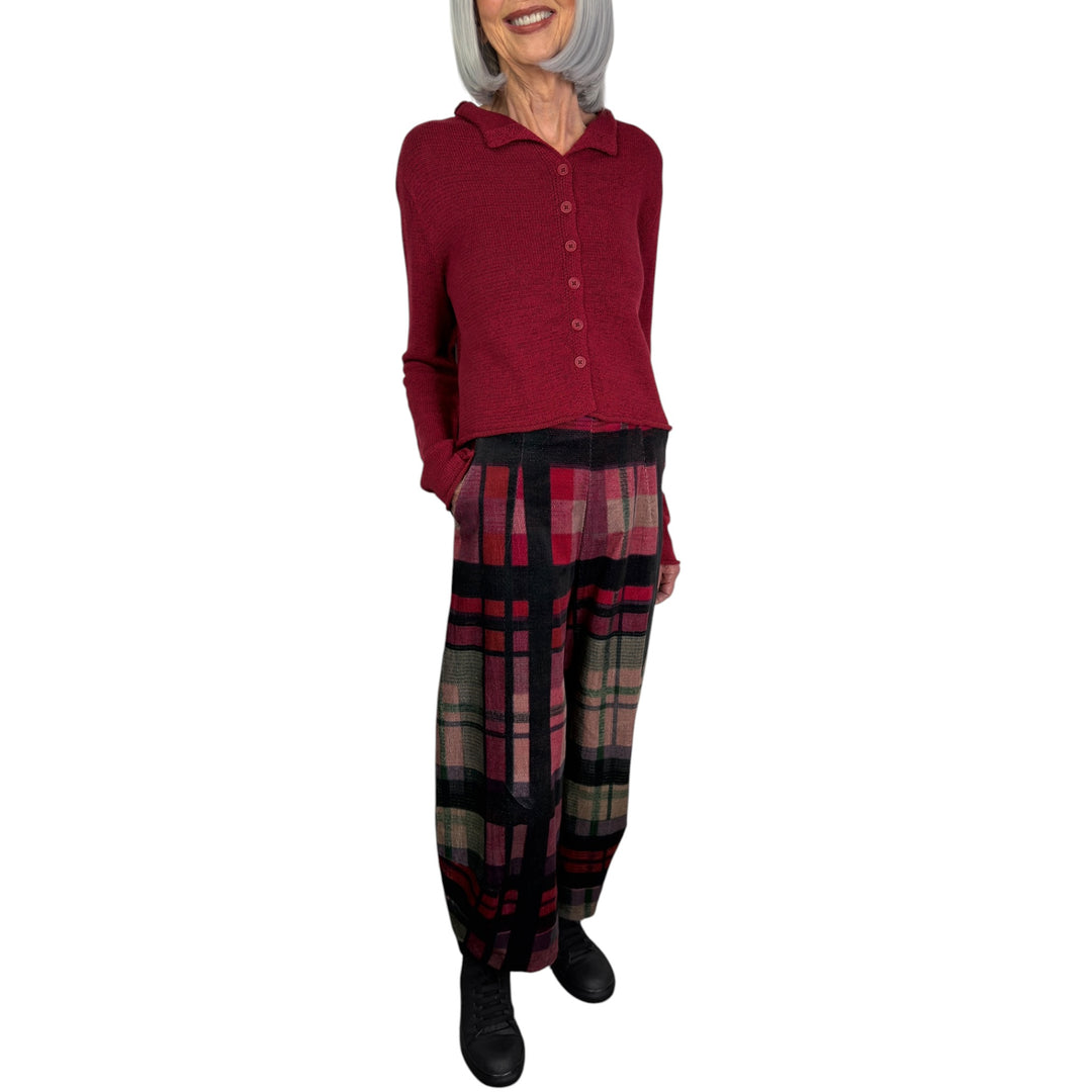 PLAID CURVED LEG PANT